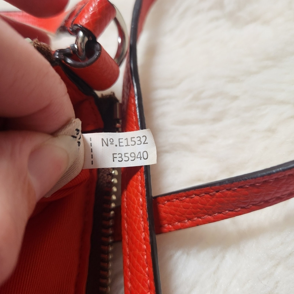 2015 COACH North/South Crossbody Signature Canvas – Khaki/Orange (Like New) - Picture 8 of 16